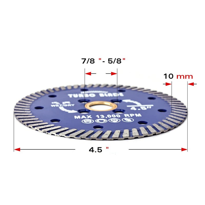 OSCEH 4.5" Diamond Turbo Blade Granite Diamond Blade for Granite Marble Porcelain Tile Wet/Dry Cutting - Image 3